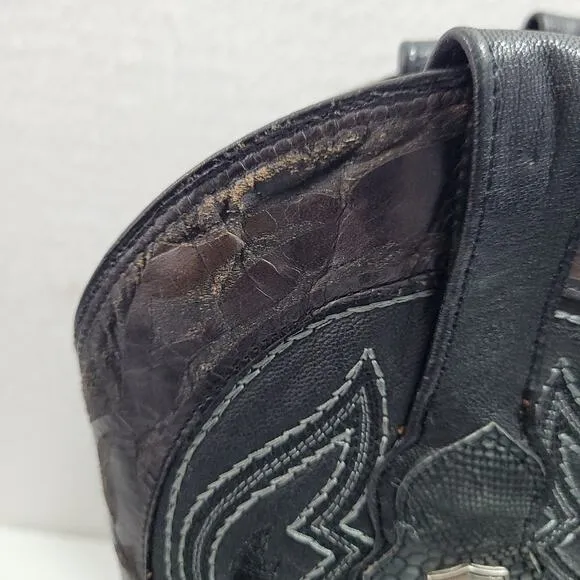 Wild West Men's Western Black Genuine Teju-Lizardskin  Boots Size 8.5  10424-708