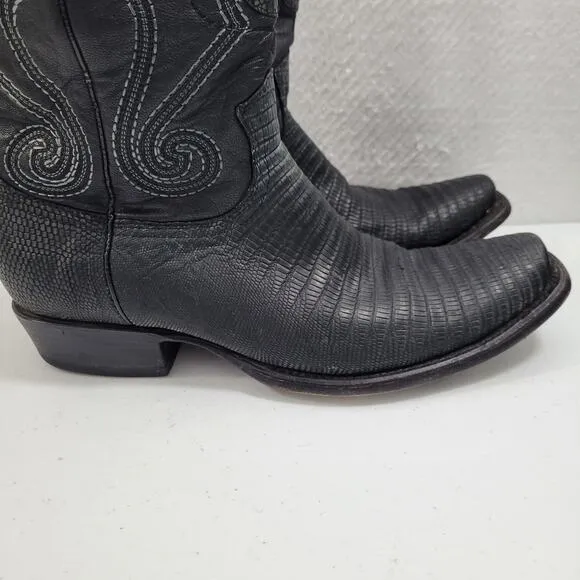 Wild West Men's Western Black Genuine Teju-Lizardskin  Boots Size 8.5  10424-708
