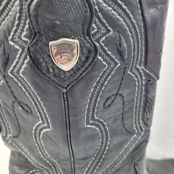 Wild West Men's Western Black Genuine Teju-Lizardskin  Boots Size 8.5  10424-708