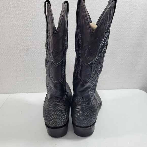 Wild West Men's Western Black Genuine Teju-Lizardskin  Boots Size 8.5  10424-708