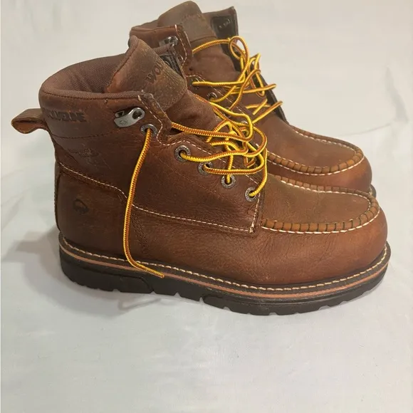 Wolverine Brown and Yellow Moc-Toe Work Boots