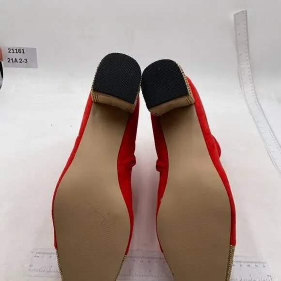 Women's Ankle Boots Square Toe Chunky Block Heel Short Boots for Women Red Shoes