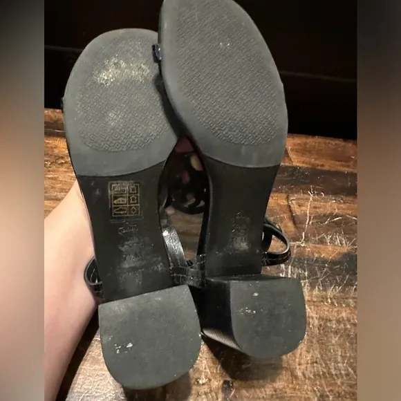 Women’s Authentic Tory Burch Miller Sandals Black patent 3” heels size 7.5 GUC