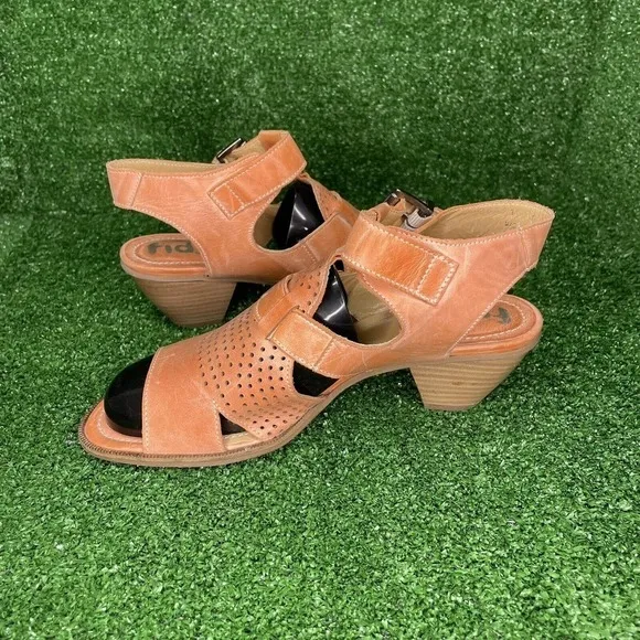 Women's FIDJI Slingback Open Toe Sandals Buckle Heels Orange Size EU 39 US 8-8.5
