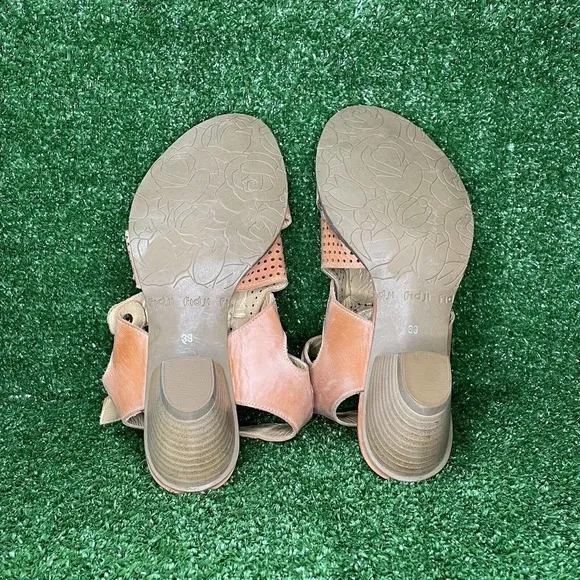 Women's FIDJI Slingback Open Toe Sandals Buckle Heels Orange Size EU 39 US 8-8.5