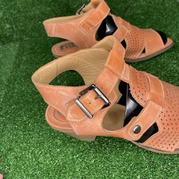 Women's FIDJI Slingback Open Toe Sandals Buckle Heels Orange Size EU 39 US 8-8.5