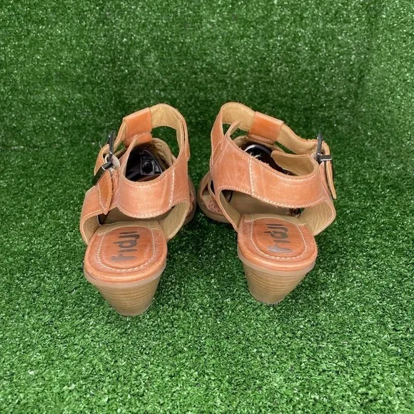 Women's FIDJI Slingback Open Toe Sandals Buckle Heels Orange Size EU 39 US 8-8.5
