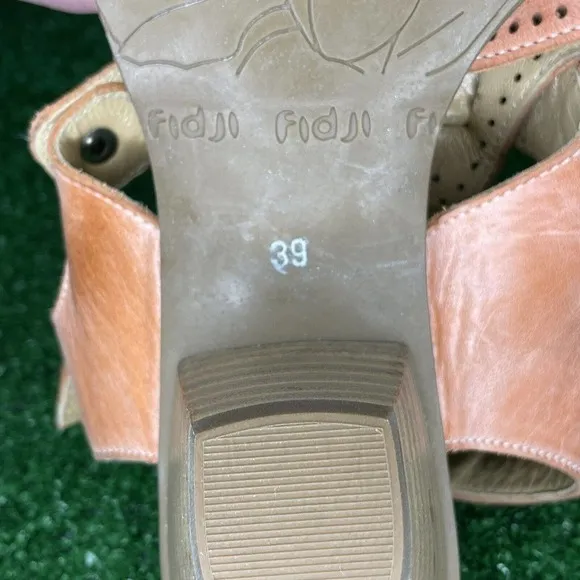 Women's FIDJI Slingback Open Toe Sandals Buckle Heels Orange Size EU 39 US 8-8.5