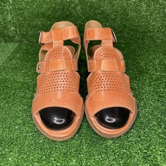 Women's FIDJI Slingback Open Toe Sandals Buckle Heels Orange Size EU 39 US 8-8.5
