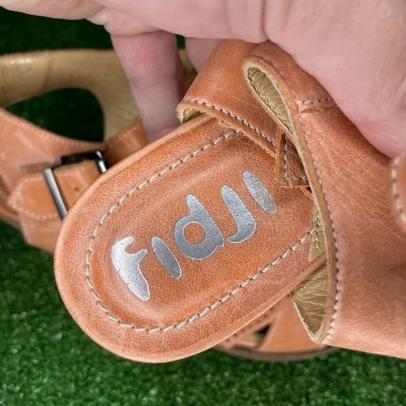 Women's FIDJI Slingback Open Toe Sandals Buckle Heels Orange Size EU 39 US 8-8.5