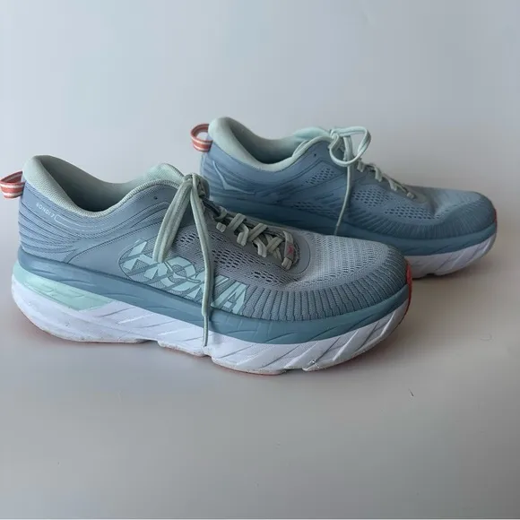 Women's HOKA Bondi 7 Running Shoes Blue Size 9.5