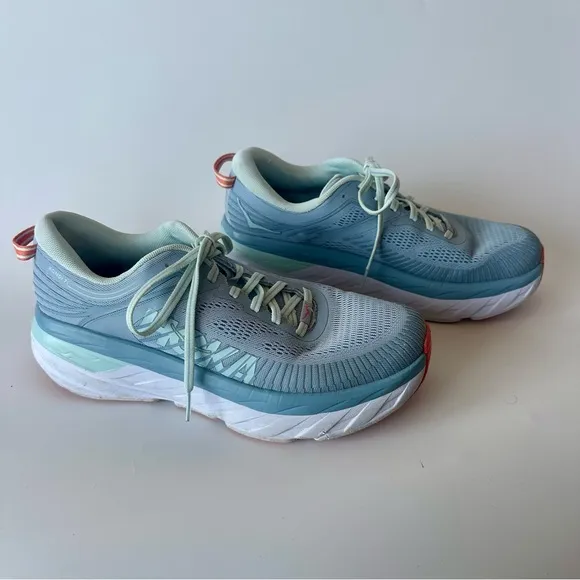 Women's HOKA Bondi 7 Running Shoes Blue Size 9.5