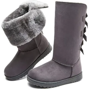 Women's Mid-Calf Winter Snow Boots Warm Fur Boots Wide Calf Slip on Boot