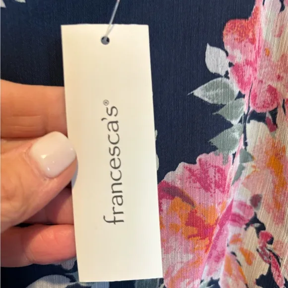 Women's Navy Blue Floral Dress with Floral Print -Francesca's Trixxi Siz…