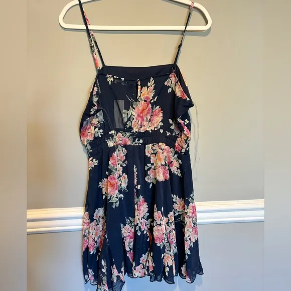 Women's Navy Blue Floral Dress with Floral Print -Francesca's Trixxi Siz…