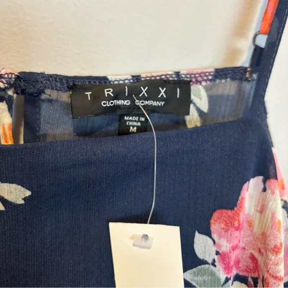 Women's Navy Blue Floral Dress with Floral Print -Francesca's Trixxi Siz…