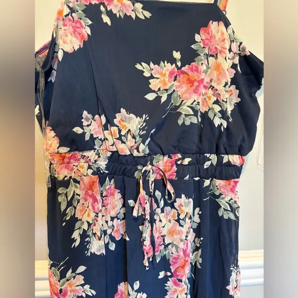 Women's Navy Blue Floral Dress with Floral Print -Francesca's Trixxi Siz…