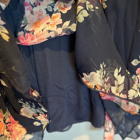 Women's Navy Blue Floral Dress with Floral Print -Francesca's Trixxi Siz…