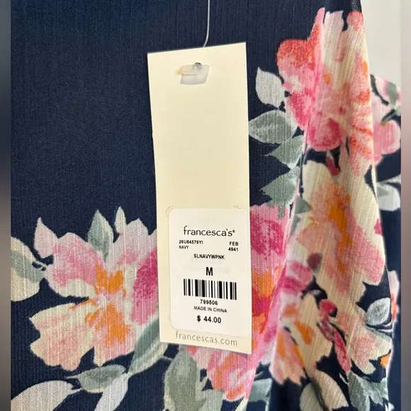 Women's Navy Blue Floral Dress with Floral Print -Francesca's Trixxi Siz…