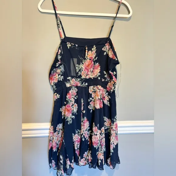 Women's Navy Blue Floral Dress with Floral Print -Francesca's Trixxi Siz…