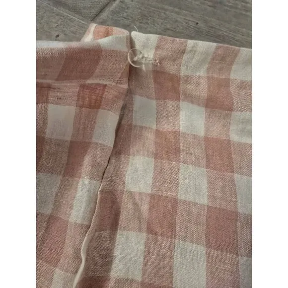 Women's Reformation Sax Skirt Wrap Linen Pink and White Gingham Size Medium