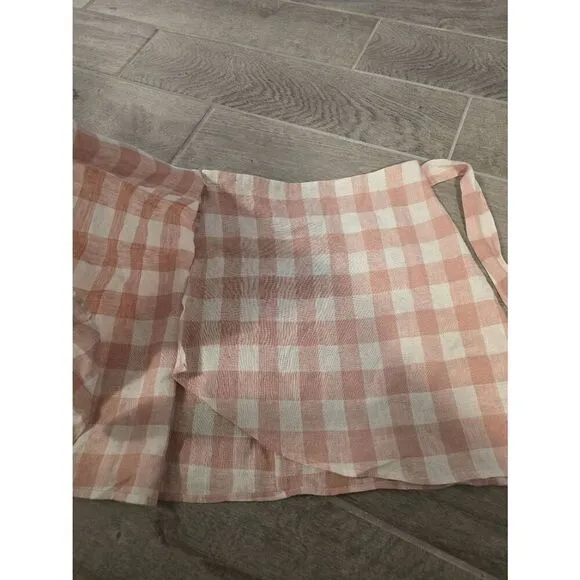 Women's Reformation Sax Skirt Wrap Linen Pink and White Gingham Size Medium