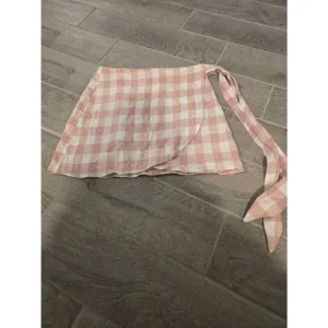 Women's Reformation Sax Skirt Wrap Linen Pink and White Gingham Size Medium
