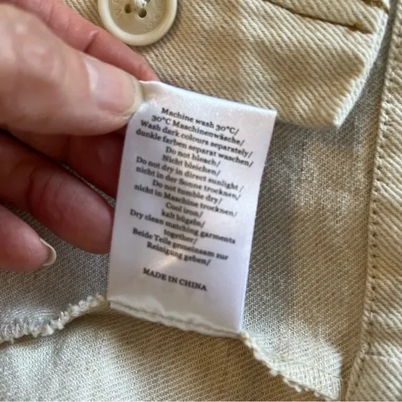 Wrap London Cream Button-Up Linen Cotton Blend Cropped Boxy Jacket