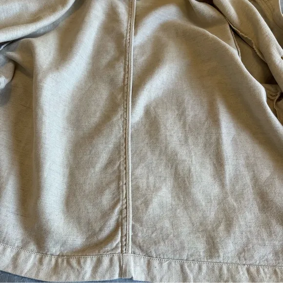 Wrap London Cream Button-Up Linen Cotton Blend Cropped Boxy Jacket
