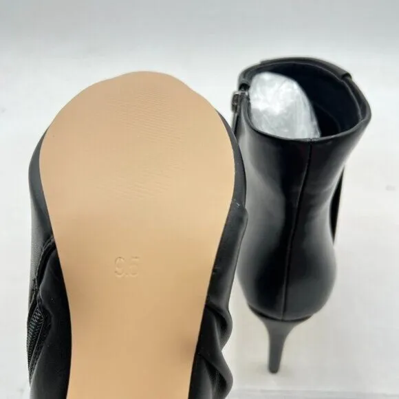 XYD Elegant High Heel Stiletto Ankle Boot Peep Toe Pumps Booties for Women Black