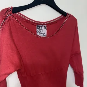 Y2K GUESS CORAL SWEATER DRESS CHAIN DETAIL KNIT SZ MED BODYCON SEXY