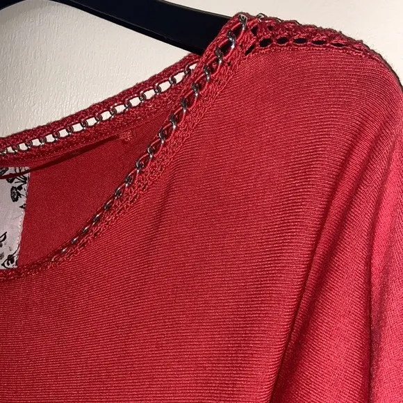 Y2K GUESS CORAL SWEATER DRESS CHAIN DETAIL KNIT SZ MED BODYCON SEXY