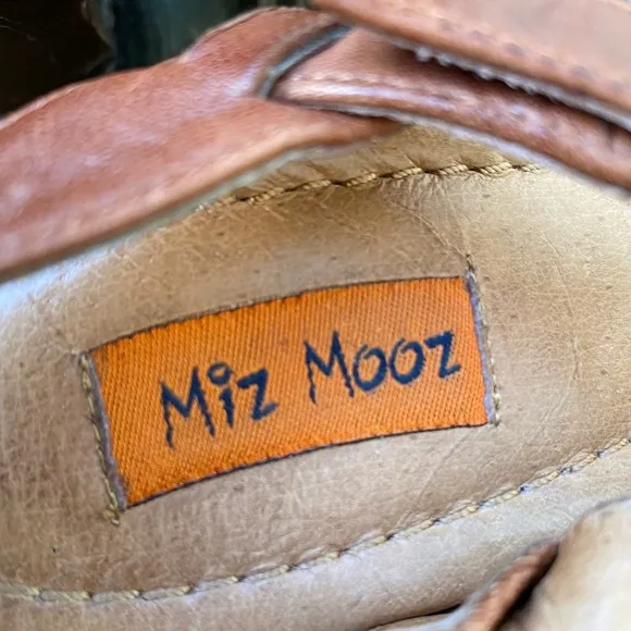 Y2K Wooden Heel Miz Mooz Cream &amp; Brown Heeled Sandals