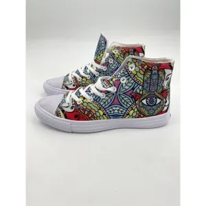 Yes We Vibe High Top Sneakers Socks Hamsa Hand Rare Mens Size 9.5