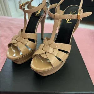 Yves Saint Laurent Women's Tribute Tan Platform Heels