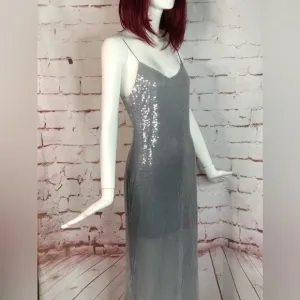 ZARA Degrade Silver Shimmer Sequin Midi Slip Dress Size XS NEW WITH TAGS