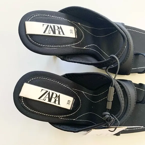 Zara Heels Sandals 7.5 Black New