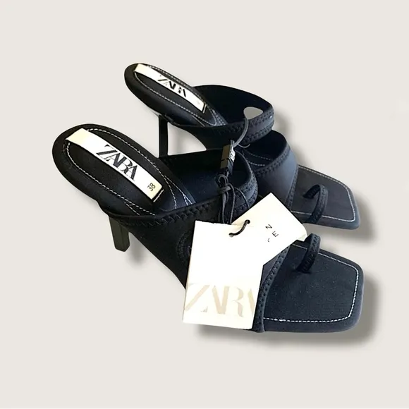 Zara Heels Sandals 7.5 Black New