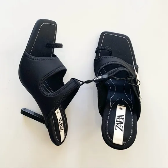 Zara Heels Sandals 7.5 Black New