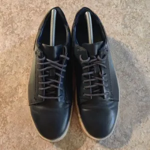 Zara Man Casual Shoes Mens Size 8 / 41 Navy Leather Lace Up Sneakers
