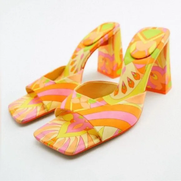 Zara Printed Heel Sandals
