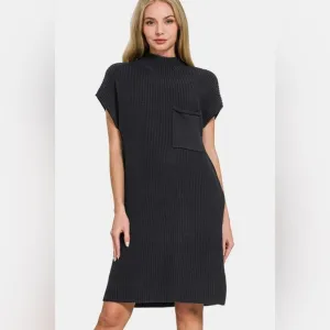 Zenana Mock Neck Short Sleeve Sweater Dress