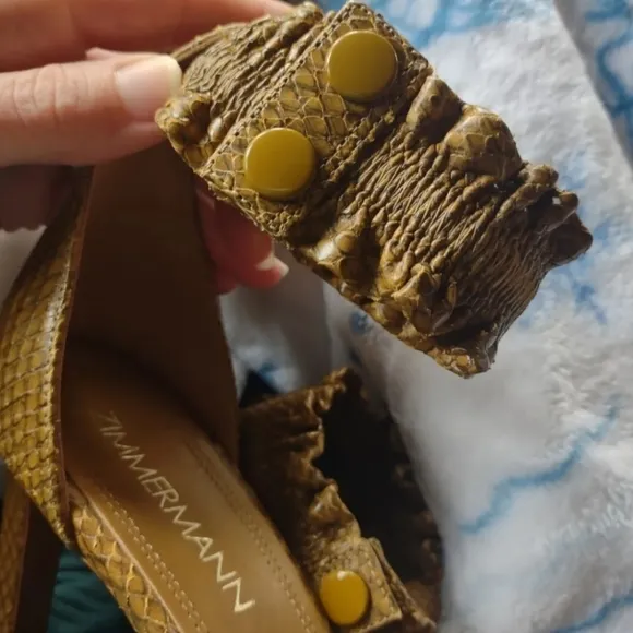 Zimmermann brown tan neutral snake ruffle heeled sandals 9.5/40 $595