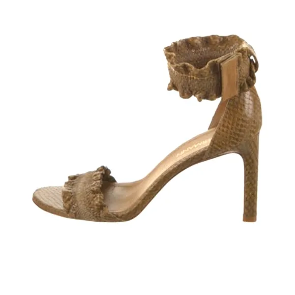 Zimmermann brown tan neutral snake ruffle heeled sandals 9.5/40 $595