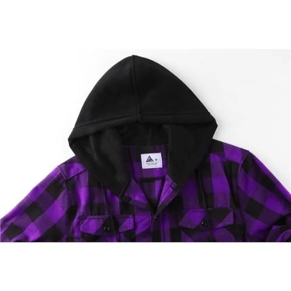 ZITY Men's Flannel Hoodie Shirts Casual Button Down Plaid Shirt Jackets for Men