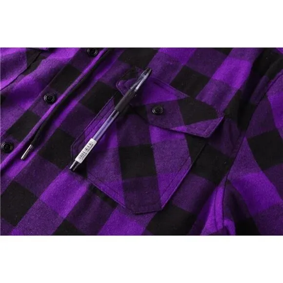 ZITY Men's Flannel Hoodie Shirts Casual Button Down Plaid Shirt Jackets for Men
