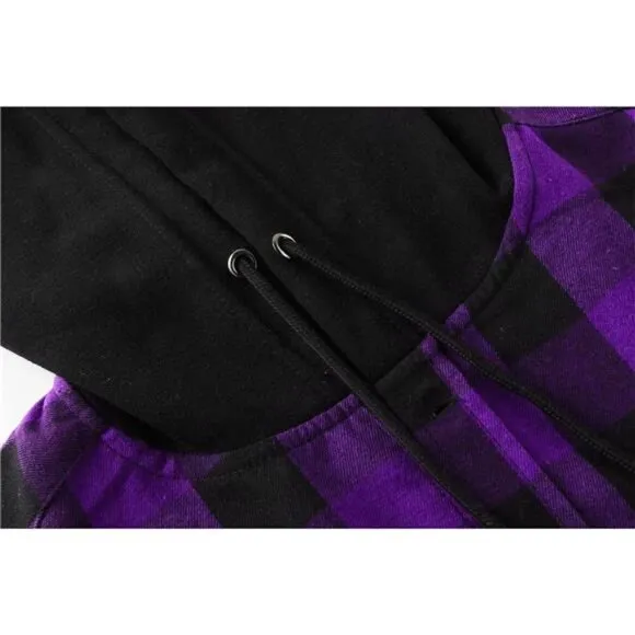 ZITY Men's Flannel Hoodie Shirts Casual Button Down Plaid Shirt Jackets for Men